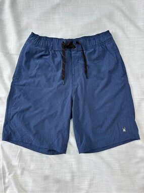 Spyder Men's Navy Blue Swim Trunks with Drawstring